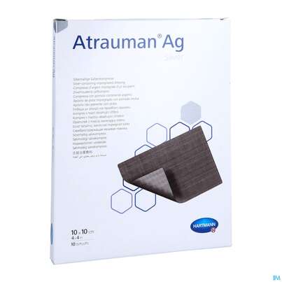 Sie sehen eine Packung Wundauflagen Atrauman/ag 10x 10cm 10st, Produktbild: 05 Wundauflagen Atrauman/ag 10x 10cm 10st, A-Nr.: 2991845 - 05