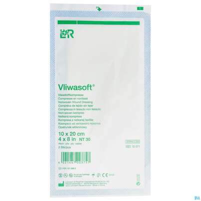 Vlieskompressen Vliwasoft 4fach Steril 10x 20cm 2st, A-Nr.: 1016960 - 01