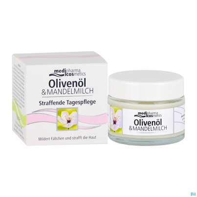 Sie sehen eine Packung Oliven -mandelmilch Tagespflege Straffende 50ml, Produktbild: 05 Oliven -mandelmilch Tagespflege Straffende 50ml, A-Nr.: 3620045 - 05