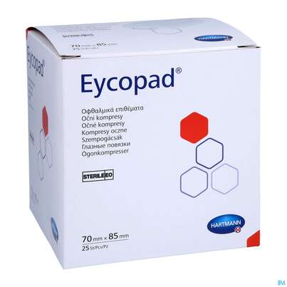 Sie sehen eine Packung Augenkompressen Eycopad Steril 70x85mm -hartmann 25st, Produktbild: 05 Augenkompressen Eycopad Steril 70x85mm -hartmann 25st, A-Nr.: 1164821 - 05