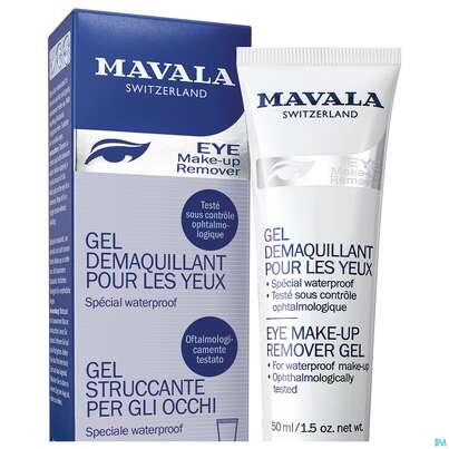 Sie sehen eine Packung Mavala Augenmake-up-entferner Gel 50ml, Produktbild: 01 Mavala Augenmake-up-entferner Gel 50ml, A-Nr.: 3054456 - 01