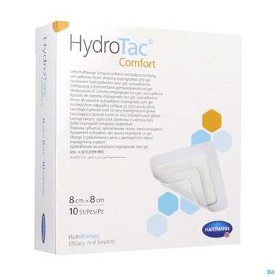 Sie sehen eine Packung Schaumverband Hydrotac Comfort 8x 8cm 10st, Produktbild: 04 Schaumverband Hydrotac Comfort 8x 8cm 10st, A-Nr.: 4034504 - 04