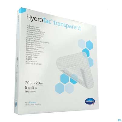 Sie sehen eine Packung Schaumverband Hydrotac Transparent 20x20cm 10st, Produktbild: 05 Schaumverband Hydrotac Transparent 20x20cm 10st, A-Nr.: 5310550 - 05