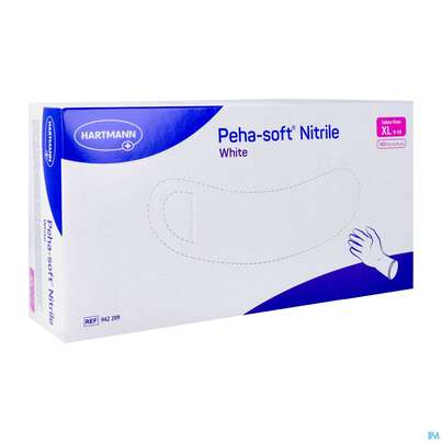 Sie sehen eine Packung Untersuchungshandschuhe Peha/soft/puderfrei Nitrile Unsteril White Xl 180st, Produktbild: 03 Untersuchungshandschuhe Peha/soft/puderfrei Nitrile Unsteril White Xl 180st, A-Nr.: 3994076 - 03