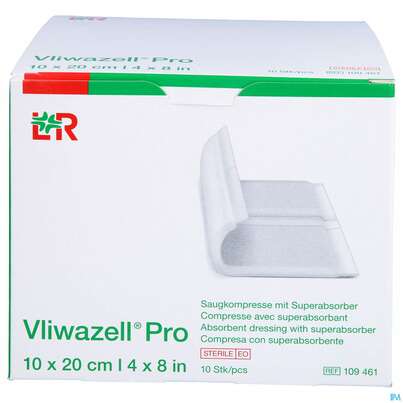 Vliwazell Saugkompresse Pro Steril 10x20cm 10st, A-Nr.: 4828026 - 01