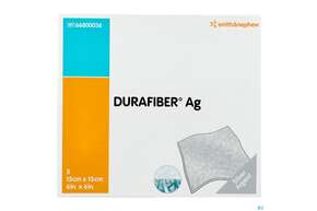 Wundverband Durafiber/ag Antimikrobiell 15x15cm 66800 5st, A-Nr.: 3815895 - 01