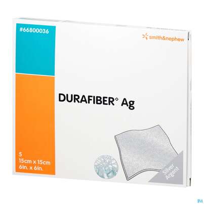 Wundverband Durafiber/ag Antimikrobiell 15x15cm 66800 5st, A-Nr.: 3815895 - 02