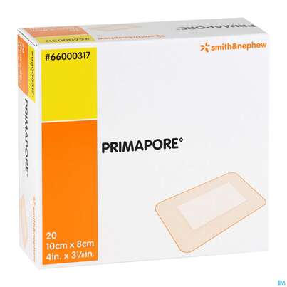 Sie sehen eine Packung Wundverband Primapore Steril 8x 10cm 20st, Produktbild: 05 Wundverband Primapore Steril 8x 10cm 20st, A-Nr.: 2213562 - 05