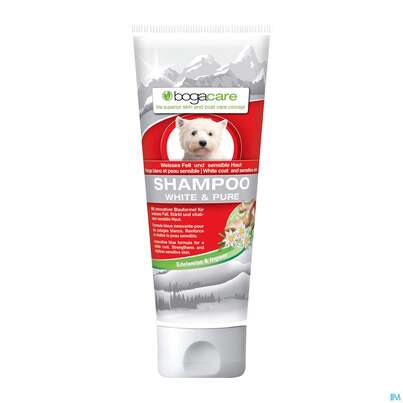 Sie sehen eine Packung Veterinaerprodukte Bogacare Shampoon Hund White +pure 200ml, Produktbild: 01 Veterinaerprodukte Bogacare Shampoon Hund White +pure 200ml, A-Nr.: 4313463 - 01