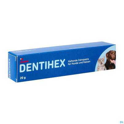 Sie sehen eine Packung Veterinaerprodukte Dentihex Paste Hunde +katzen 20g, Produktbild: 02 Veterinaerprodukte Dentihex Paste Hunde +katzen 20g, A-Nr.: 5830172 - 02