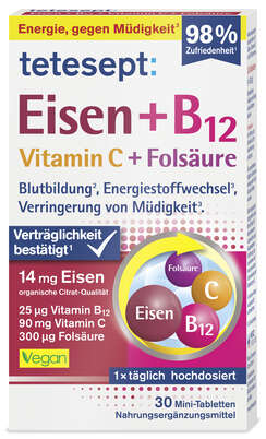 tetesept Eisen 14mg +B12+C+Folsäure FTA 30 Stk, A-Nr.: 5601112 - 01