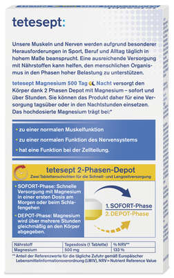 tetesept Magnesium 500 Tag Nacht Tabletten 30 Stk, A-Nr.: 5074902 - 02