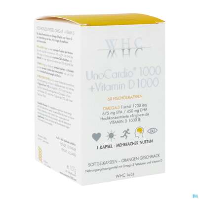 Unocardio 1000 Kapseln +vitamin D +omega3 60st, A-Nr.: 4254482 - 02