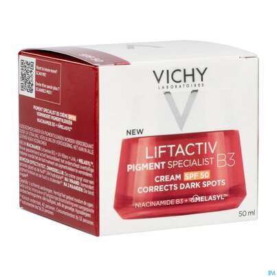 Sie sehen eine Packung Vichy Liftactiv B3 Anti-pigmentflecken Creme Lsf50 50ml, Produktbild: 05 Vichy Liftactiv B3 Anti-pigmentflecken Creme Lsf50 50ml, A-Nr.: 5662504 - 05