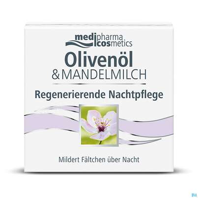 Sie sehen eine Packung Oliven -mandelmilch Nachtpflege Regenerierende 50ml, Produktbild: 02 Oliven -mandelmilch Nachtpflege Regenerierende 50ml, A-Nr.: 3620039 - 02