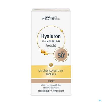 Sie sehen eine Packung Sonnenprodukte Hyaluron Sonnenpflege Gesicht Lsf50+ Getoent 50ml, Produktbild: 02 Sonnenprodukte Hyaluron Sonnenpflege Gesicht Lsf50+ Getoent 50ml, A-Nr.: 4834802 - 02