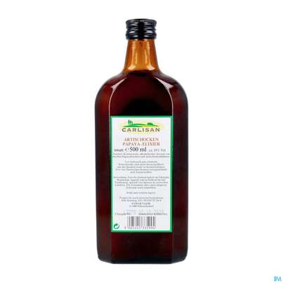 Sie sehen eine Packung Artischocken Elixier +papaya 500ml, Produktbild: 04 Artischocken Elixier +papaya 500ml, A-Nr.: 0942736 - 04