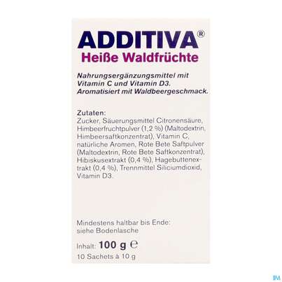 Sie sehen eine Packung Additiva Pulver Heisse Waldfruechte Kinder 10014 10st, Produktbild: 08 Additiva Pulver Heisse Waldfruechte Kinder 10014 10st, A-Nr.: 5810152 - 08