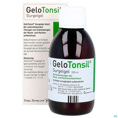 Sie sehen eine Packung Gelotonsil Gurgelgel 200ml, Produktbild: 10 Gelotonsil Gurgelgel 200ml, A-Nr.: 5911255 - 10