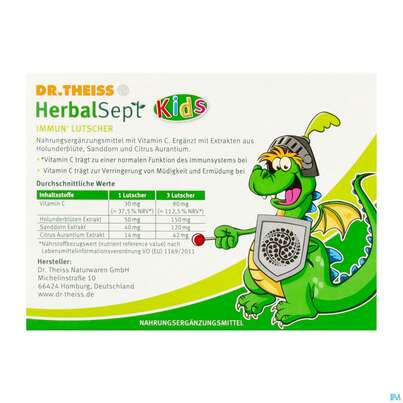Sie sehen eine Packung Immun Lutscher Kids -dr.theiss Herbalsept 6st, Produktbild: 03 Immun Lutscher Kids -dr.theiss Herbalsept 6st, A-Nr.: 5947862 - 03