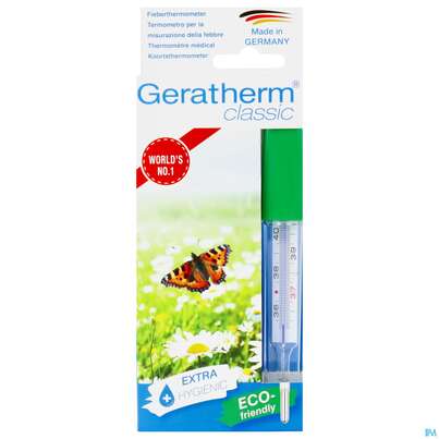 Sie sehen eine Packung Thermometer-fieber Geratherm Classic Quecksilberfrei Inkl.schuettelhilfe 1st, Produktbild: 01 Thermometer-fieber Geratherm Classic Quecksilberfrei Inkl.schuettelhilfe 1st, A-Nr.: 3253782 - 01