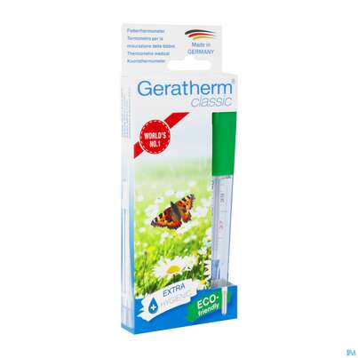 Sie sehen eine Packung Thermometer-fieber Geratherm Classic Quecksilberfrei Inkl.schuettelhilfe 1st, Produktbild: 02 Thermometer-fieber Geratherm Classic Quecksilberfrei Inkl.schuettelhilfe 1st, A-Nr.: 3253782 - 02