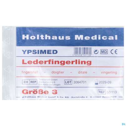 Sie sehen eine Packung Fingerlinge Leder-ypsimed Gr 3 1st, Produktbild: 03 Fingerlinge Leder-ypsimed Gr 3 1st, A-Nr.: 5139688 - 03