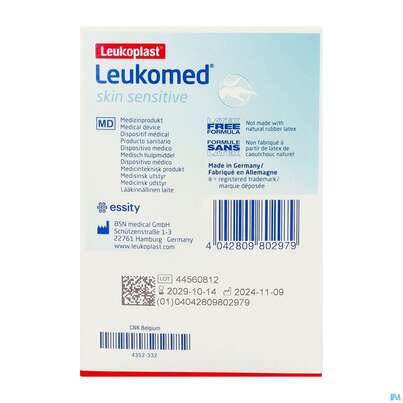 Wundverband Leukomed/skin Sensitive Vliesverband +auflage Steril 5x 7,2cm 10st, A-Nr.: 5609036 - 06