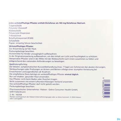 Voltadol 24h Schmerzpflaster Wirkstoffhaltig 140mg 5st, A-Nr.: 5534976 - 04