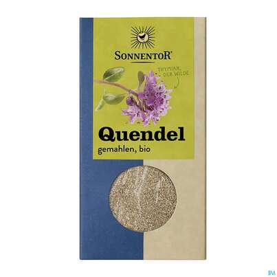 Sie sehen eine Packung Sonnentor Quendel Gemahlen 00340 30g, Produktbild: 01 Sonnentor Quendel Gemahlen 00340 30g, A-Nr.: 3701401 - 01
