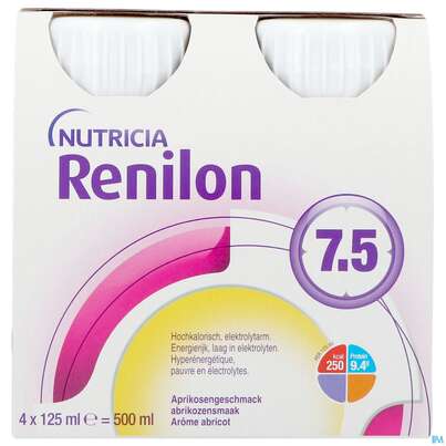 Sie sehen eine Packung Renilon 125ml Vitalflasche 7.5 Aprikose 24st, Produktbild: 01 Renilon 125ml Vitalflasche 7.5 Aprikose 24st, A-Nr.: 4119732 - 01