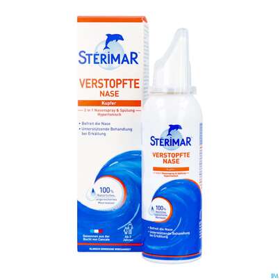 Sie sehen eine Packung Nasenspray Sterimar Meerwasser Verstopfte Nase 100ml, Produktbild: 10 Nasenspray Sterimar Meerwasser Verstopfte Nase 100ml, A-Nr.: 5686344 - 10