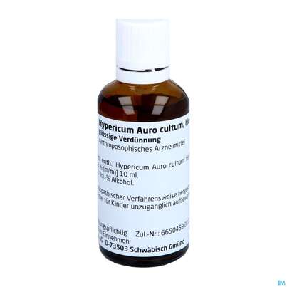 Sie sehen eine Packung Hypericum/auro Cultum Herba -weleda Dilution D 2 50ml, Produktbild: 01 Hypericum/auro Cultum Herba -weleda Dilution D 2 50ml, A-Nr.: 1461878 - 01