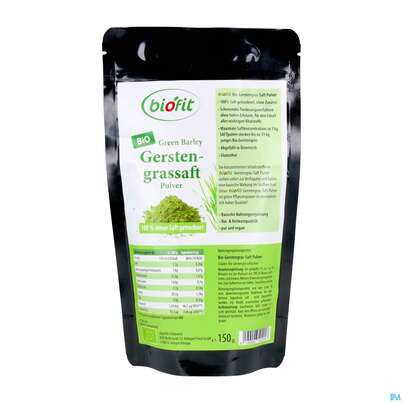 Sie sehen eine Packung Gerstengrass Saft Pulver Bio 100% Rein Rohkostqualitaet Konzentr.inhaltsstoffe 150g, Produktbild: 01 Gerstengrass Saft Pulver Bio 100% Rein Rohkostqualitaet Konzentr.inhaltsstoffe 150g, A-Nr.: 5647083 - 01