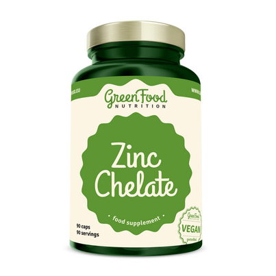 Sie sehen eine Packung GreenFood Nutrition Zink Chelate 90 Kapseln, Produktbild: 01 GreenFood Nutrition Zink Chelate 90 Kapseln, A-Nr.: 6003956 - 01