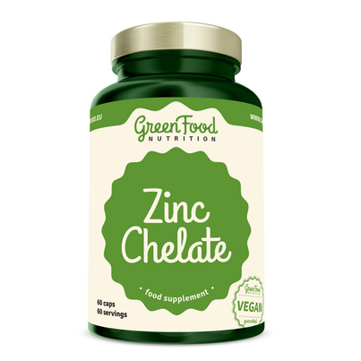 Sie sehen eine Packung GreenFood Nutrition Zink Chelate 60 Kapseln, Produktbild: 01 GreenFood Nutrition Zink Chelate 60 Kapseln, A-Nr.: 5634301 - 01