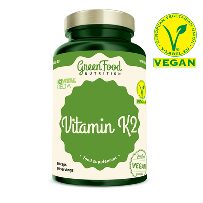 Sie sehen eine Packung GreenFood Nutrition Vitamin K2 VITAL® DELTA 60 Kapseln, Produktbild: 01 GreenFood Nutrition Vitamin K2 VITAL® DELTA 60 Kapseln, A-Nr.: 5833816 - 01