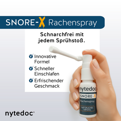 Sie sehen eine Packung nytedoc® SNORE-X® Rachenspray, Produktbild: 03 nytedoc® SNORE-X® Rachenspray, A-Nr.: 5935830 - 03