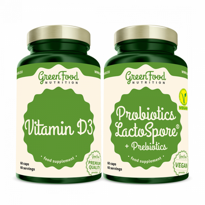 GreenFood Nutrition Probiotika LactoSpore® + Prebiotics 60 Kapseln + Vitamin D3 60 Kapseln, A-Nr.: 5833845 - 01