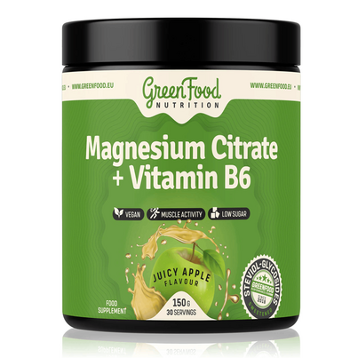 GreenFood Nutrition Magnesium Citrate + Vitamin B6 150 G Apfel, A-Nr.: 6004571 - 01
