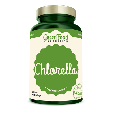 Sie sehen eine Packung GreenFood Nutrition Chlorella 90 Kapseln, Produktbild: 01 GreenFood Nutrition Chlorella 90 Kapseln, A-Nr.: 5634318 - 01