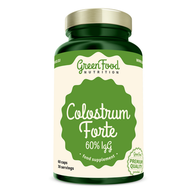 Sie sehen eine Packung GreenFood Nutrition Colostrum Forte 60% IgG 60 Kapseln, Produktbild: 01 GreenFood Nutrition Colostrum Forte 60% IgG 60 Kapseln, A-Nr.: 5634933 - 01