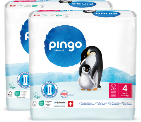 Sie sehen eine Packung Bio Windeln Nr.4 Maxi Jumbo 8-14kg Pinguin – Pingo Swiss, Produktbild: 01 Bio Windeln Nr.4 Maxi Jumbo 8-14kg Pinguin – Pingo Swiss, A-Nr.: 4559589 - 01