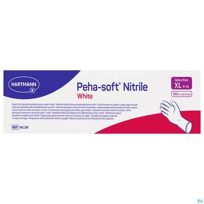 Sie sehen eine Packung Untersuchungshandschuhe Peha/soft/puderfrei Nitrile Unsteril White Xl 180st, Produktbild: 02 Untersuchungshandschuhe Peha/soft/puderfrei Nitrile Unsteril White Xl 180st, A-Nr.: 3994076 - 02