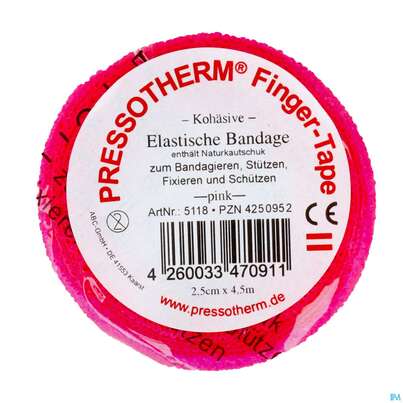 Sie sehen eine Packung Tape Pressotherm/finger-tape Flexibel Kohaesive 2,5cmx 4,5m Pink 1st, Produktbild: 01 Tape Pressotherm/finger-tape Flexibel Kohaesive 2,5cmx 4,5m Pink 1st, A-Nr.: 4250952 - 01