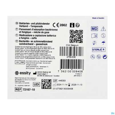 Tamponaden Cutimed/sorbact Ribbon 5x200cm Nr 72 10st, A-Nr.: 2996096 - 03