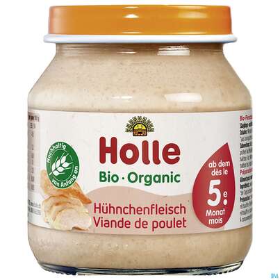 Sie sehen eine Packung Holle Bio/demeter Glaeschen Huehnerfleisch 125g, Produktbild: 01 Holle Bio/demeter Glaeschen Huehnerfleisch 125g, A-Nr.: 4289552 - 01