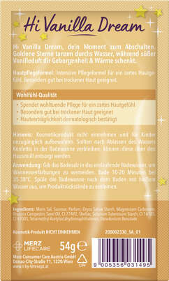 Sie sehen eine Packung t:by tetesept Badesalz Hi Vanilla Dream, Produktbild: 02 t:by tetesept Badesalz Hi Vanilla Dream, A-Nr.: 6021204 - 02