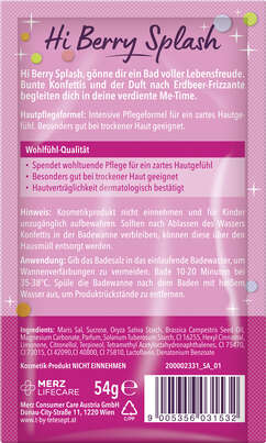 Sie sehen eine Packung t:by tetesept Badesalz Hi Berry Splash!, Produktbild: 02 t:by tetesept Badesalz Hi Berry Splash!, A-Nr.: 6021210 - 02