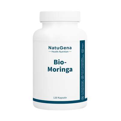 Sie sehen eine Packung NatuGena Bio-Moringa Kapseln, Produktbild: 01 NatuGena Bio-Moringa Kapseln, A-Nr.: 5989820 - 01
